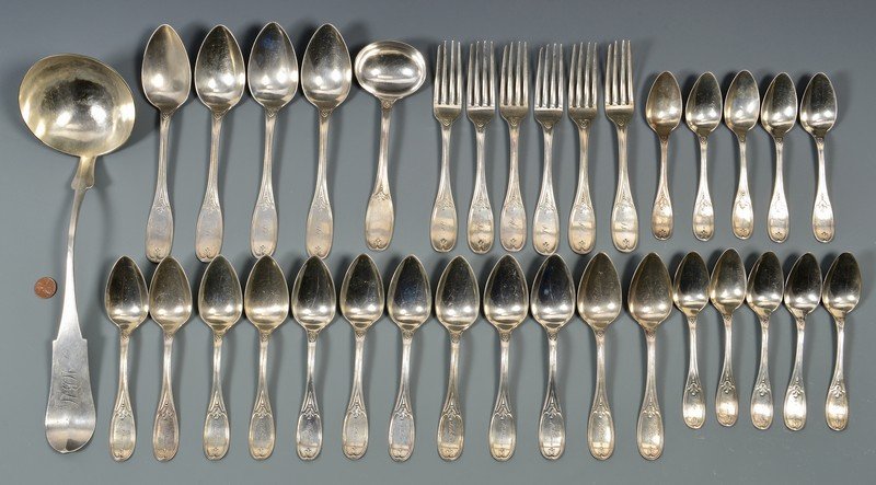 34 Pcs. Olive Pattern Flatware, Kendrick, Wood & Hughes (1 of 10)