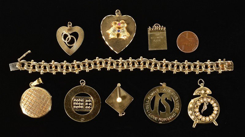 14K Link Bracelet plus 14K-18K Charms (1 of 5)