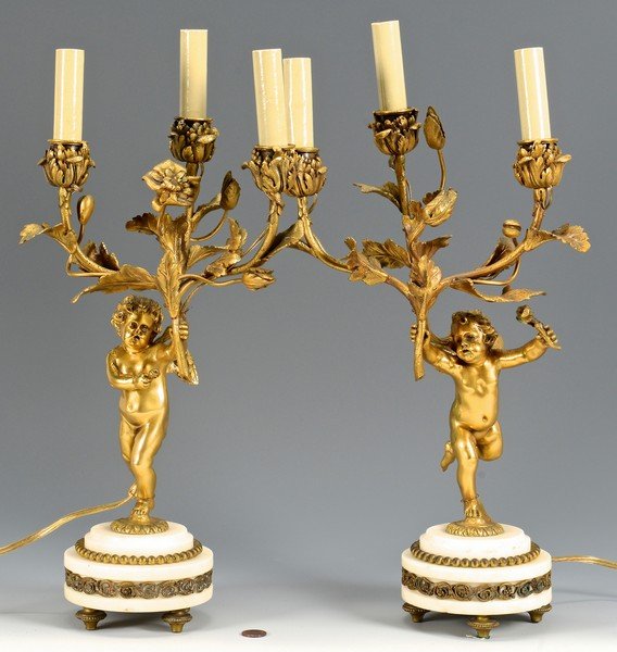 Pr. French Bronze Cherub Figural Lamps (1 of 10)