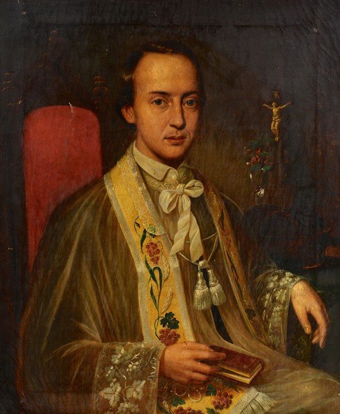 18th Cent. Oil on Canvas Portrait of Clergyman (1 of 10)