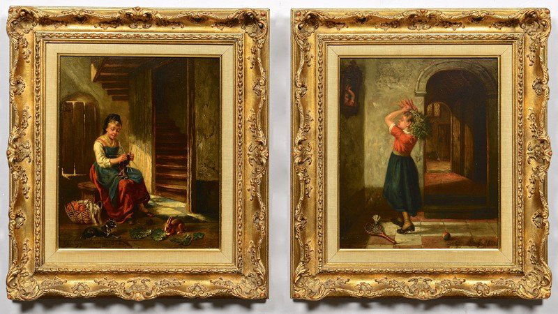 Pair of J. Gyselinckx Oil on Panels, Belgium (1 of 10)