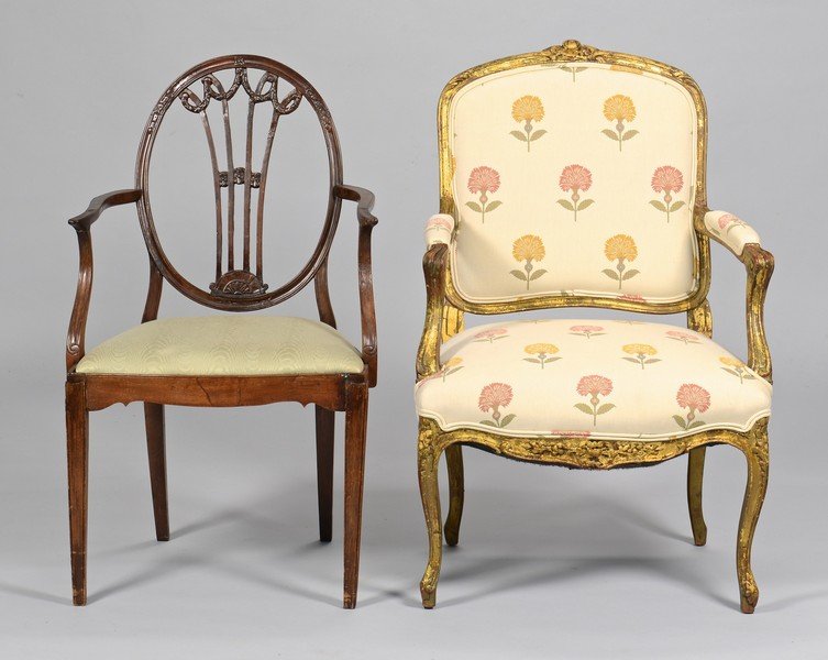Hepplewhite Armchair & Giltwood French Fauteuil (1 of 10)