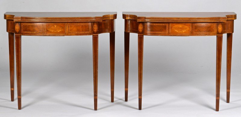 Pair Eagle Inlaid Game Tables (1 of 10)
