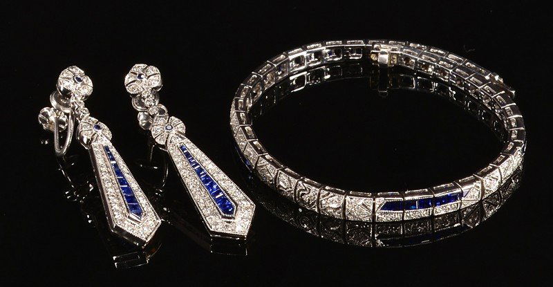 14k Diamond & Sapphire Demi-Parure (1 of 10)
