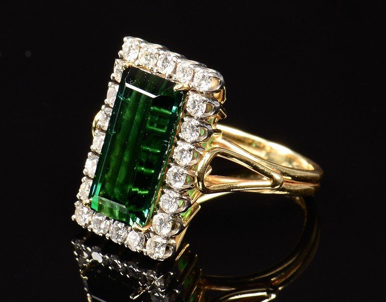 14k Green Tourmaline Diamond Ring (1 of 9)