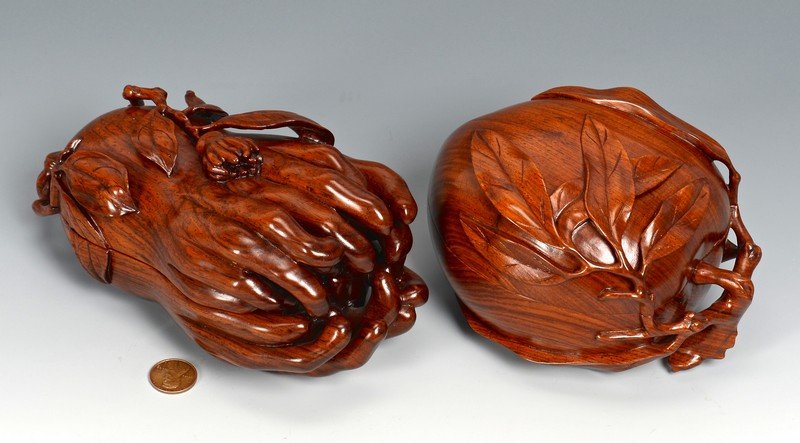 2 Chinese Carved Boxes inc. Buddha Hand (1 of 10)