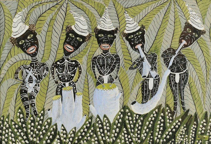 Henri Bastin Gouache of Aboriginal Figures (1 of 5)