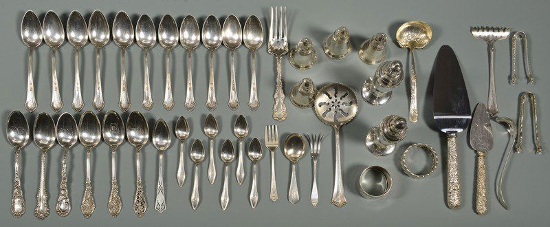 Misc. flatware, napkin rings and salt shakers, 44 items (1 of 9)