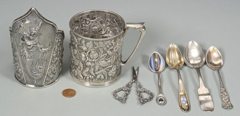 Sterling Repousse Cup, Asian Cuff, Spoons (1 of 10)