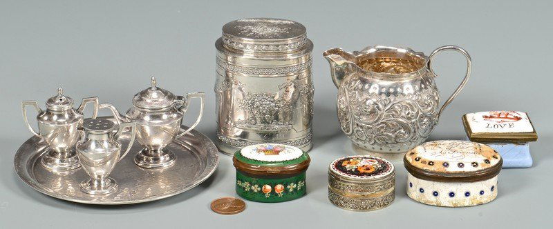 Small silver items plus enamel boxes (1 of 10)