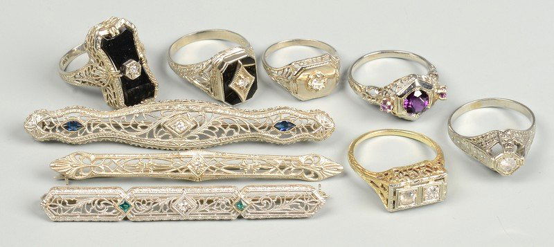 9 Vintage 10k-18k Rings & Bar Pins (1 of 7)
