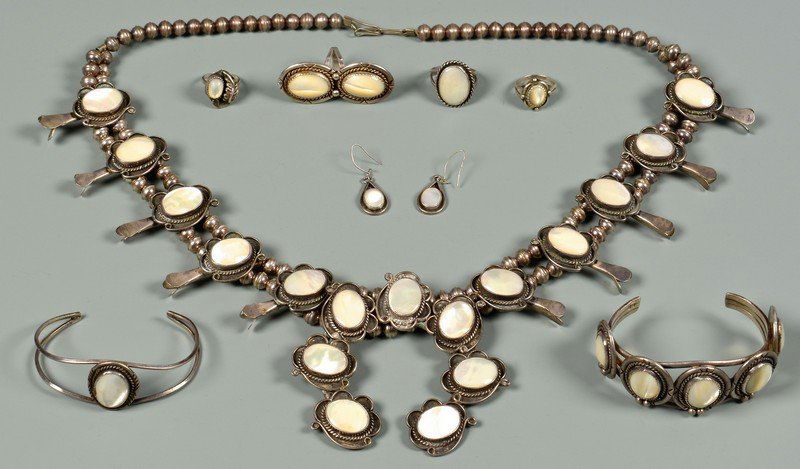 Group Of Navajo Mother of Pearl Jewelry, 8 items (1 of 10)