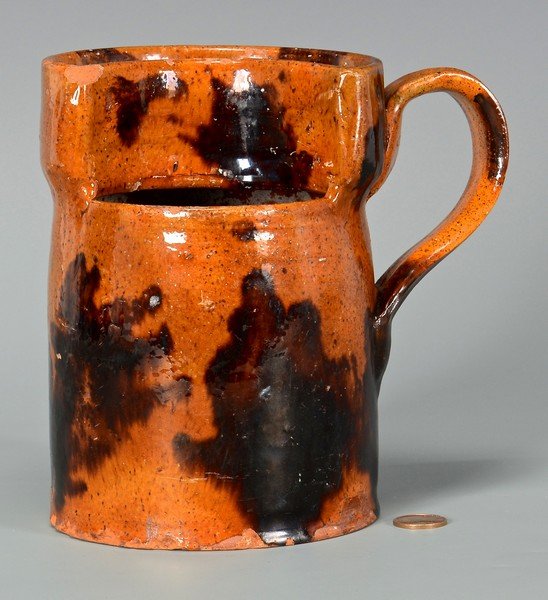 Redware Shaving Mug w/ Manganese Decoration (1 of 9)