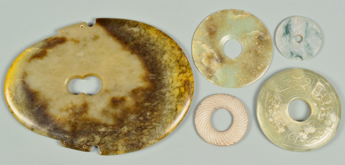 Jade bi discs and axe head, 5 items (1 of 10)