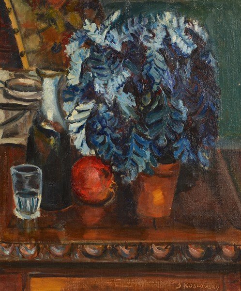 J. Koslowsky o/c, still life with plant and apple (1 of 6)