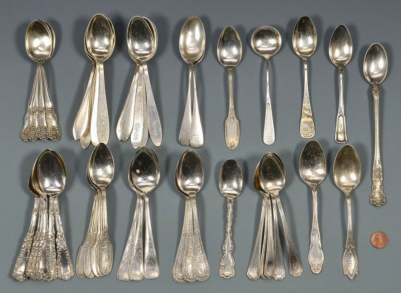 46 Sterling Spoons, 32.5 oz troy (1 of 9)