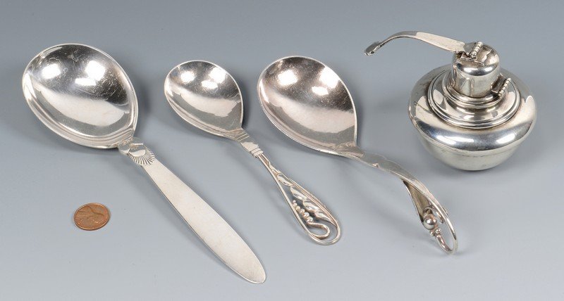 3 Georg Jenson Sterling Spoons & Tiffany Oil Lamp (1 of 10)