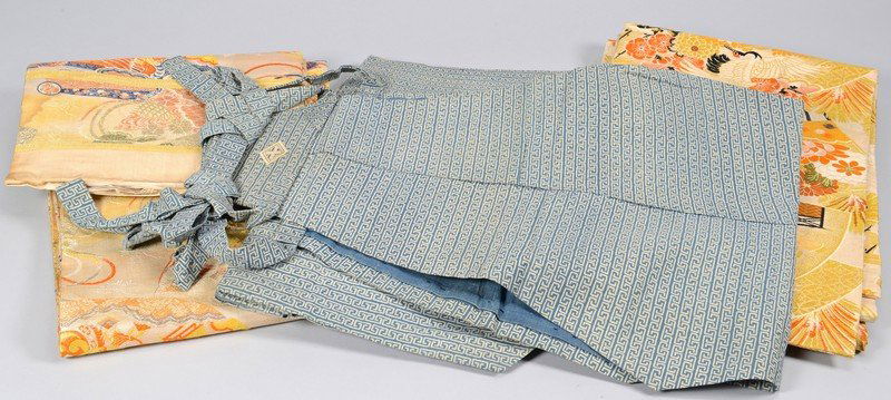 Japanese Samurai Kamishimo Costume & 2 Obi Textiles (1 of 10)