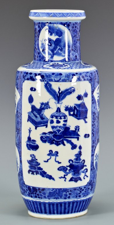 Chinese Blue & White Rouleau Vase (1 of 10)