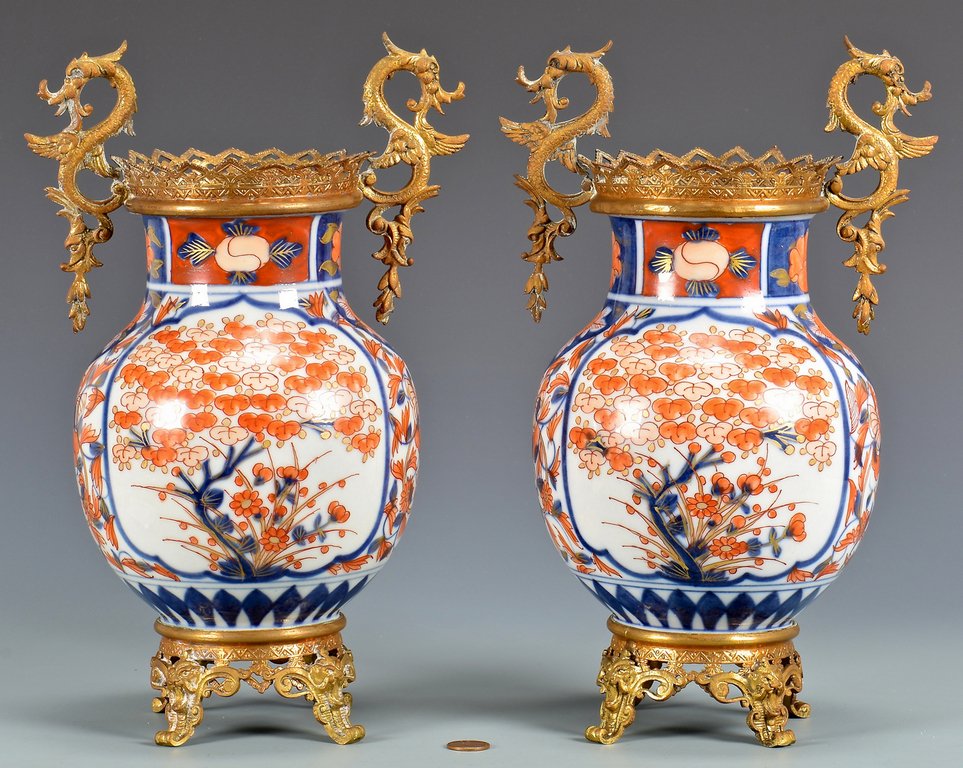 Pair Imari Urns with Gilt Mounts (1 of 8)