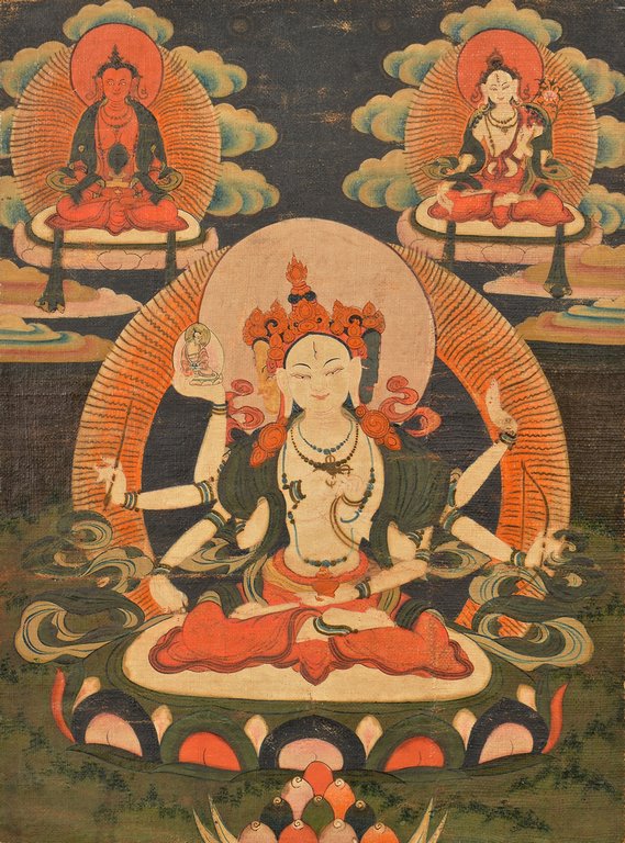 Tibetan Thangka, Ushnishavijaya (1 of 9)