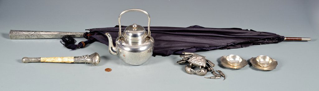 6 Asian Silver items inc Tea Pot with Presentation (1 of 10)