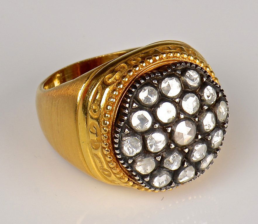 22K Etruscan style Ring with Rose Cut Diamonds (1 of 8)