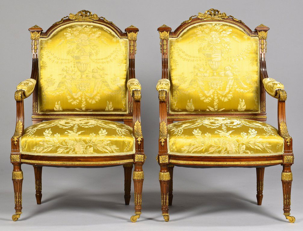 French Louis XVI Style Chairs w/ Bronze Mounts (1 of 9)