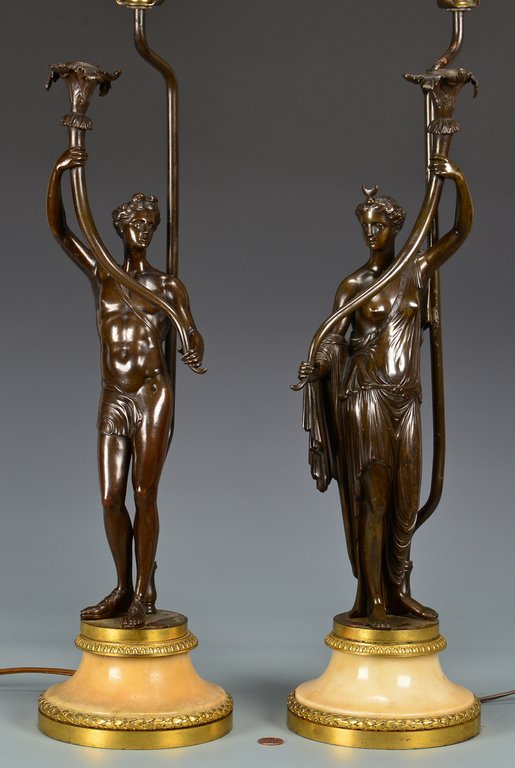 Pr. Classical Figural Candelabra Lamps (1 of 10)