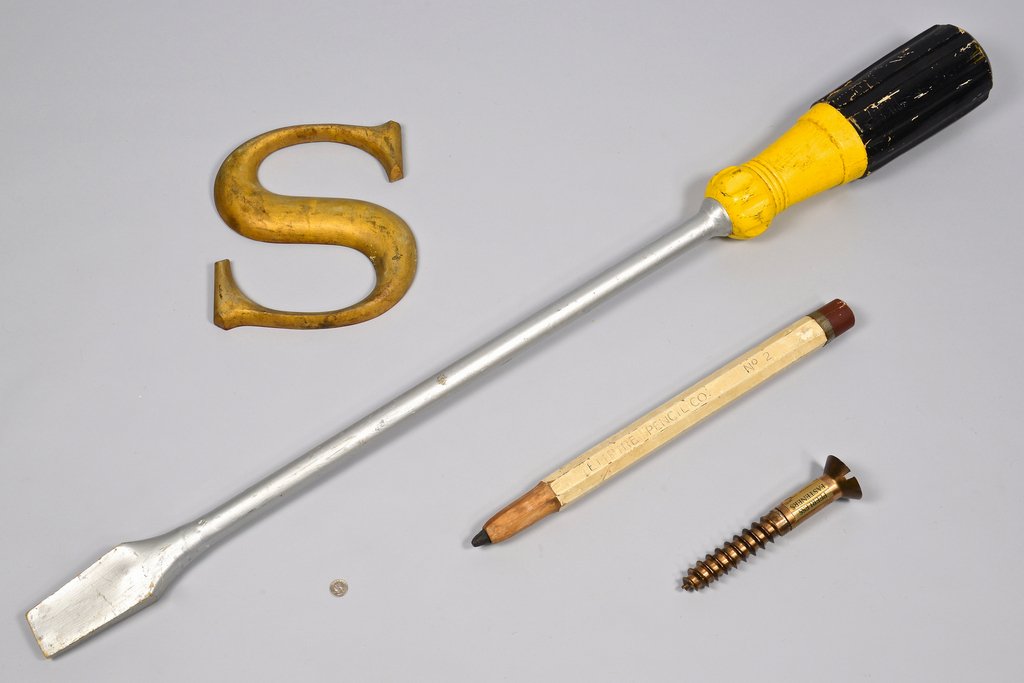 4 Wooden Painted Folk Art/Advertising Items inc. Pencil (1 of 6)