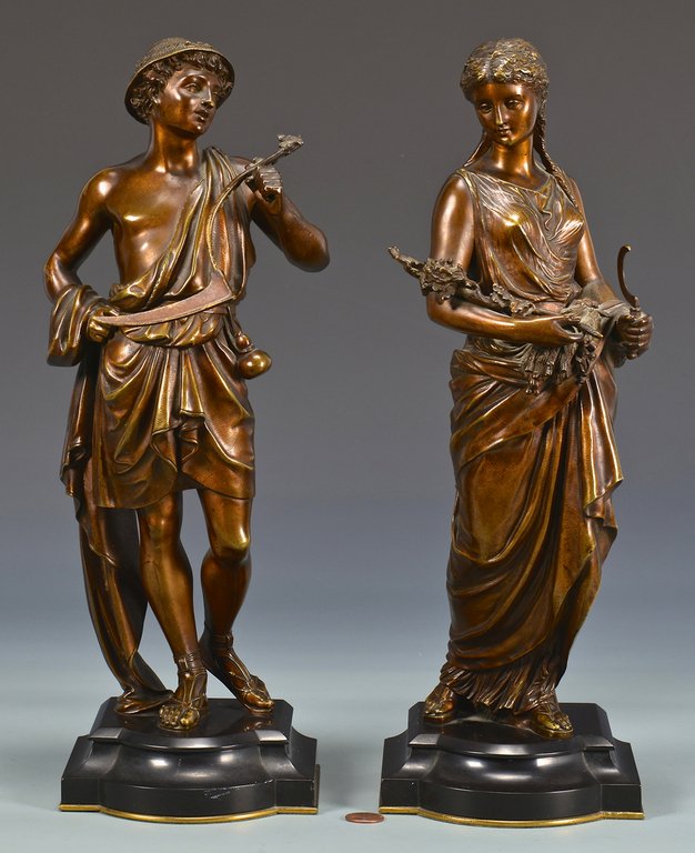 Pr. of Bronze Classical Figural Sculptures (1 of 9)