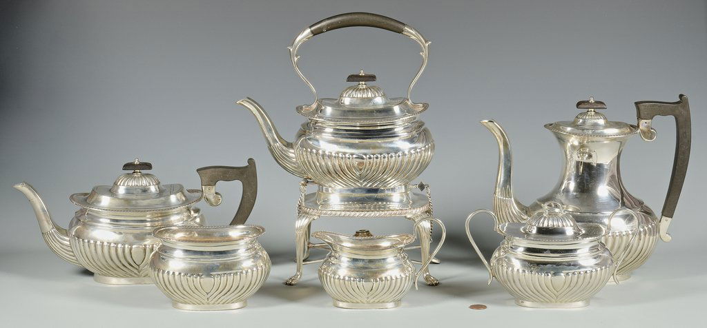 English E. Viners Sterling Tea Service, 6 pcs. (1 of 10)