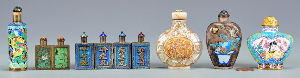 6 Chinese Snuff Bottles, 5 Metal (1 of 10)