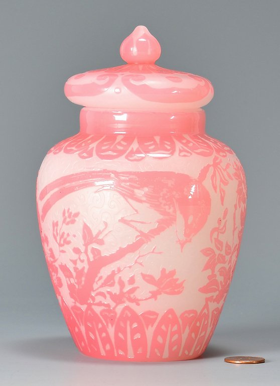 Steuben Cameo Glass Vase, Bird (1 of 8)