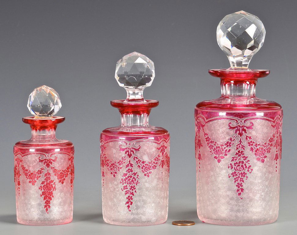 Set of 3 French Val St. Lambert Cologne Bottles (1 of 8)