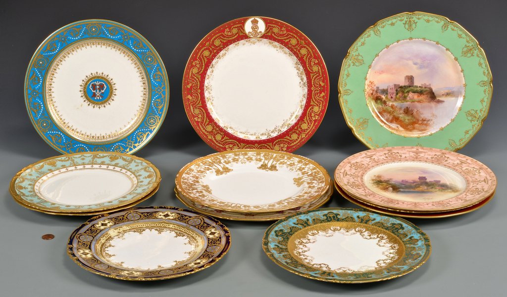 12 Gilded Porcelain Cabinet Plates (1 of 10)