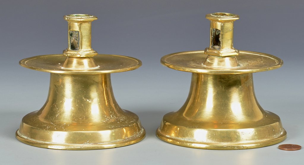 Pr Brass Capstan Candlesticks (1 of 7)