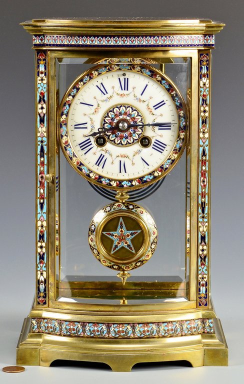 Samuel Marti Champleve Enamel and Brass Regulator Clock (1 of 9)