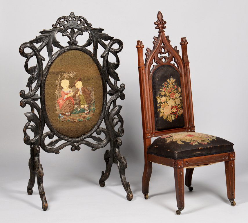 2 American Gothic Furniture Items, Chair & Screen (1 of 10)
