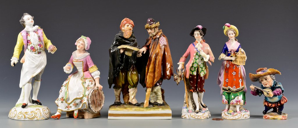 Group of Continental Porcelain Figures, 6 total (1 of 9)
