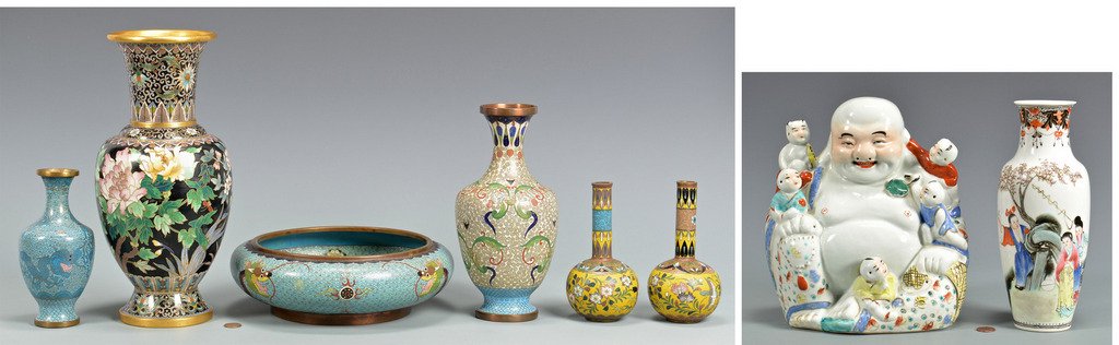 Group Chinese Porcelain & Cloisonne Items, 8 total (1 of 10)