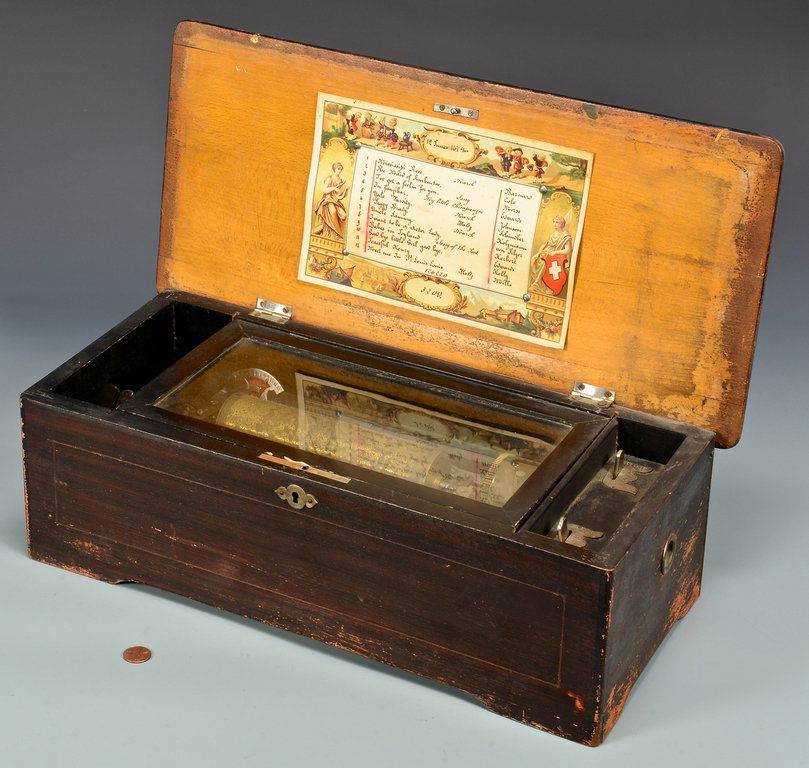 12 Tune Swiss Music Box w/ Inlaid Lid (1 of 10)