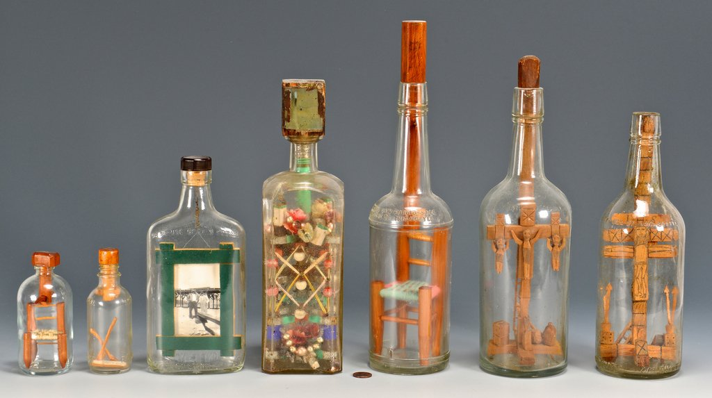 7 Folk Art Carved Bottle Whimseys (1 of 10)