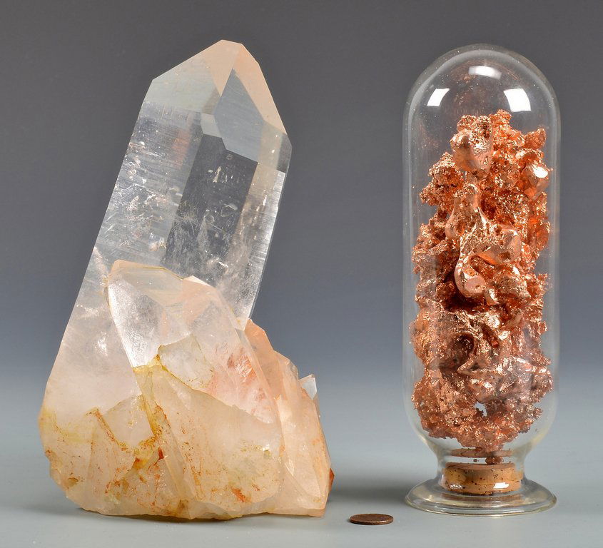 2 Mineral Free Form Specimens, Crystal & Copper (1 of 7)