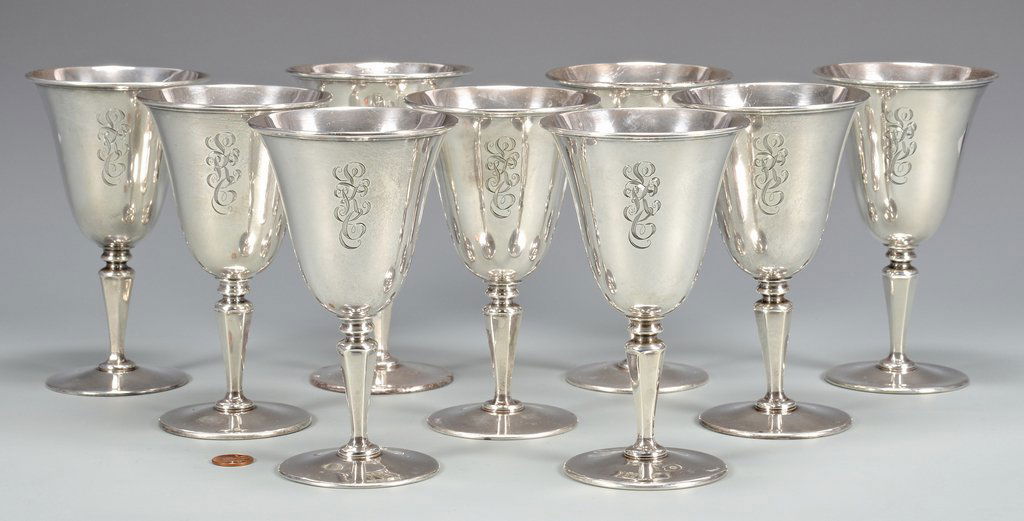 Set of 9 Sterling Goblets (1 of 7)