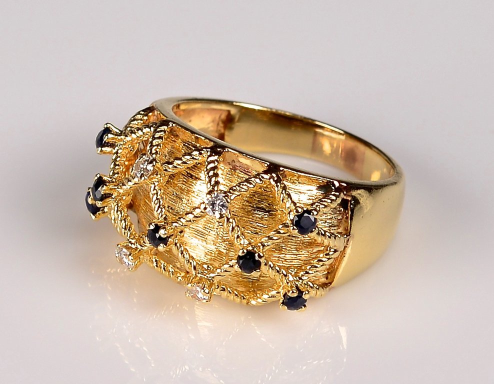14K Sapphire and Diamond Dome Ring (1 of 9)