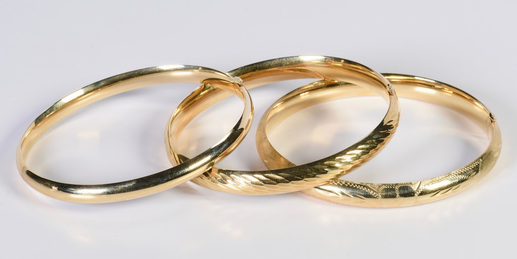 Group of 3 14K Bangle Bracelets (1 of 7)