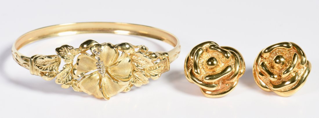 Two Items Gold Flower Jewelry (1 of 8)