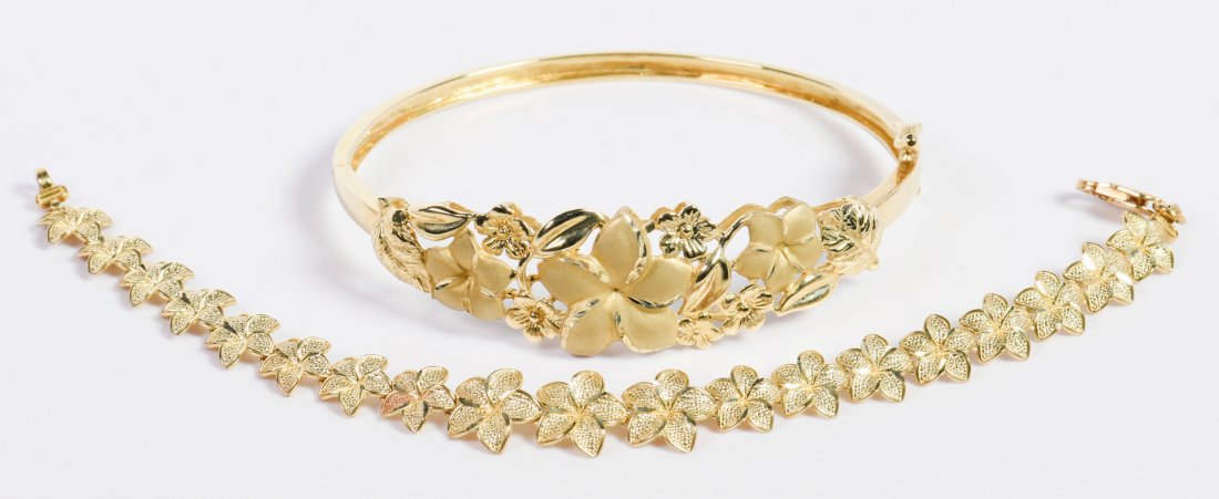 Two 14K Flower Theme Bracelets (1 of 10)