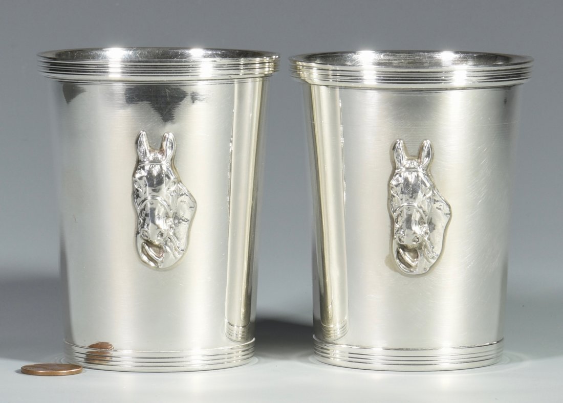 2 Esco Sterling Julep Cups w/ Horse Decoration (1 of 9)
